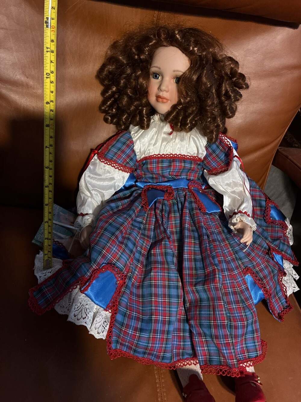 Kingstate The Dollcrafter Limited Edition Porcelain Doll in Plaid Dress